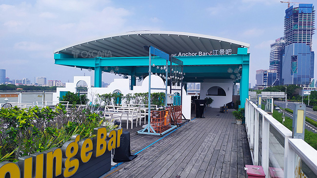 遮阳篷商业案例：广州江景码头餐吧（琶醍店）