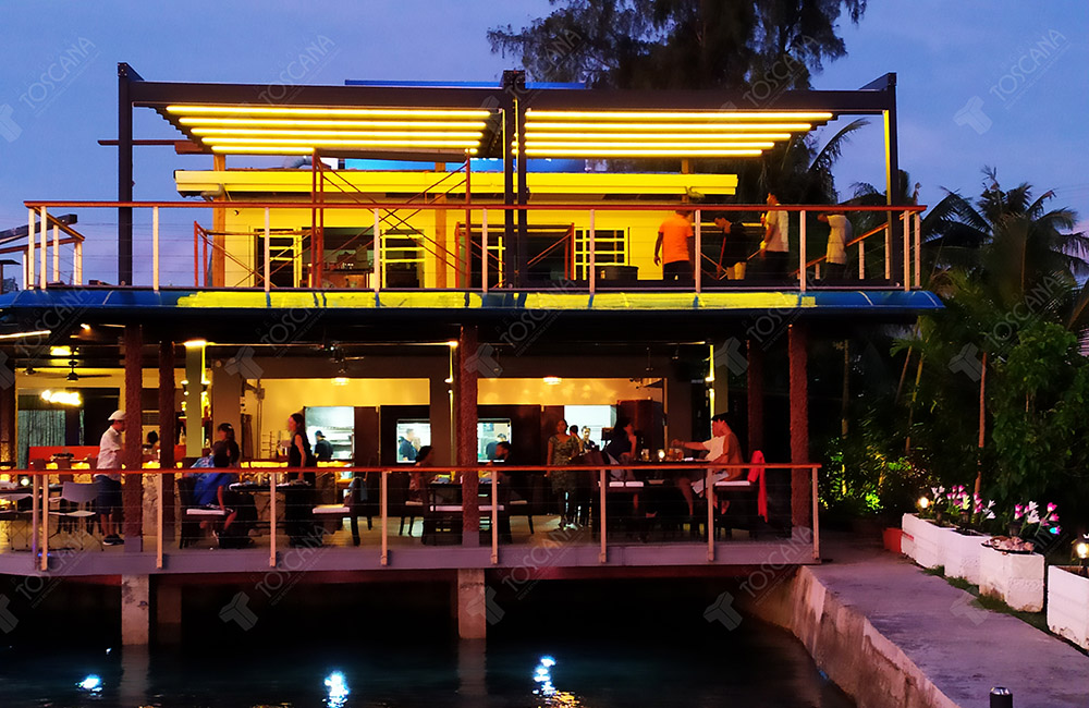 遮阳篷商业案例：帕劳伊莱来海滨餐厅