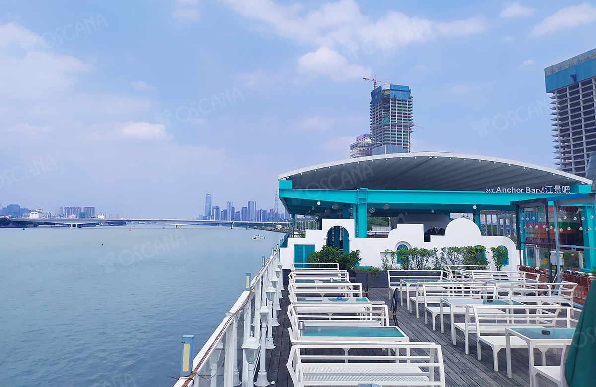 遮阳篷商业案例：广州江景码头餐吧（琶醍店）