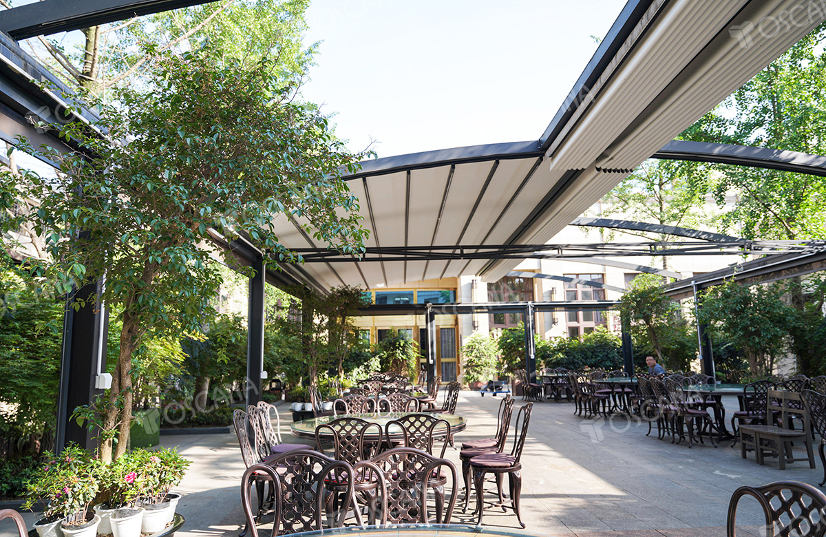 遮阳篷商业案例：成都月圆霖休闲庄