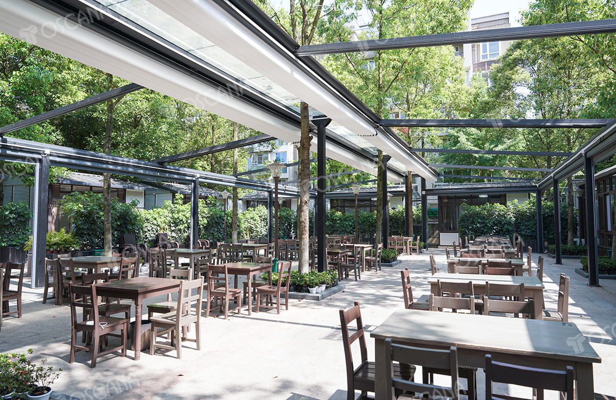 遮阳篷商业案例：成都月圆霖休闲庄